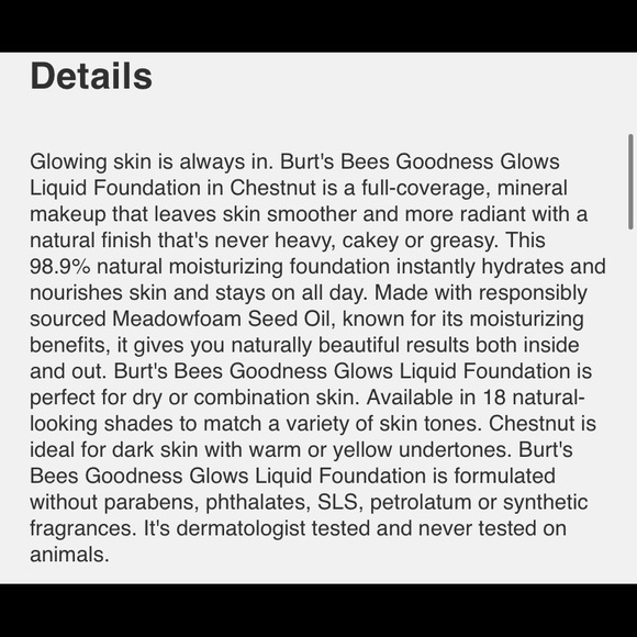 Burts bees goodness glows liquid make up chestnut - Picture 7 of 11